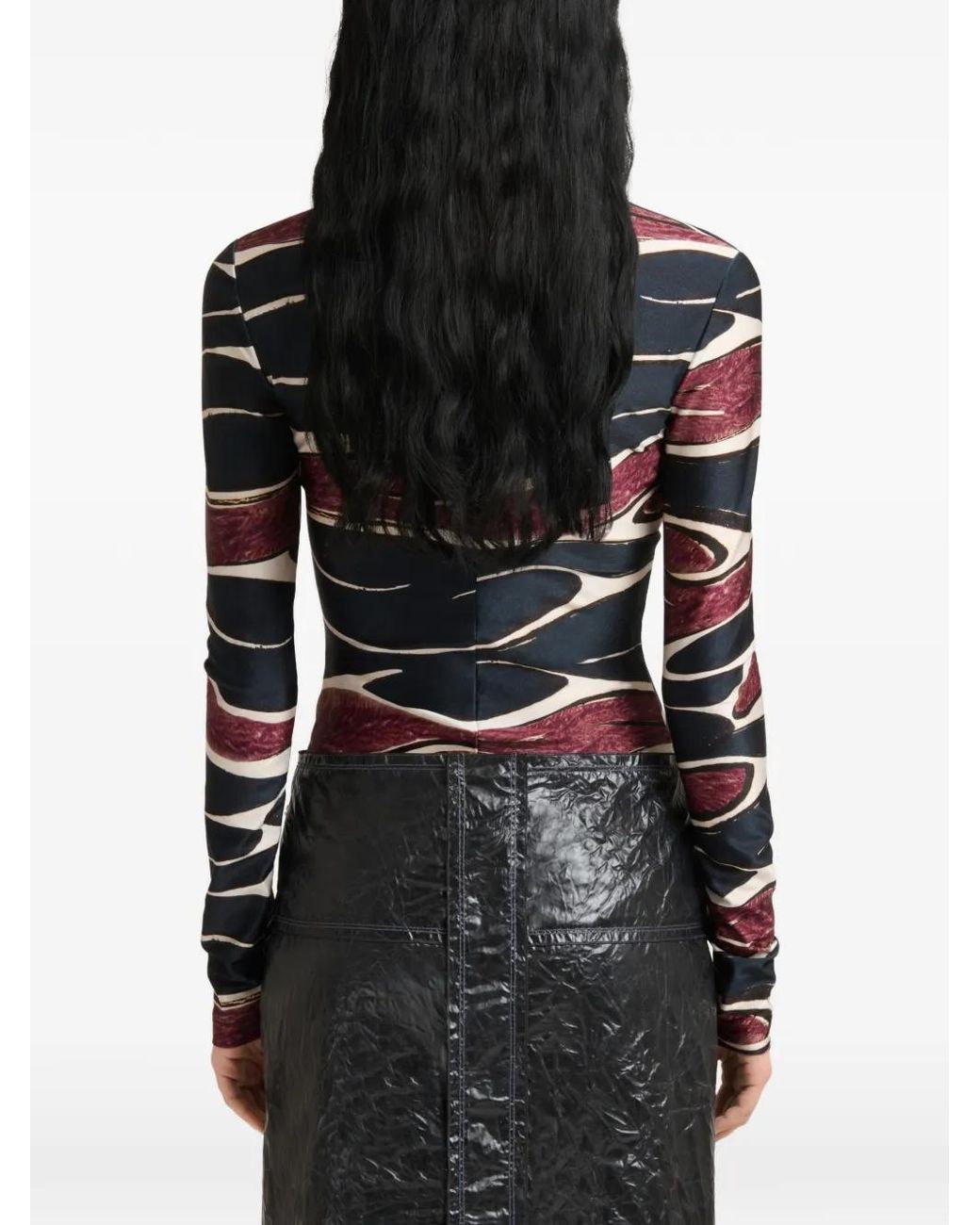 Marni Black Crimson Flow Turtle-Neck T-Shirt