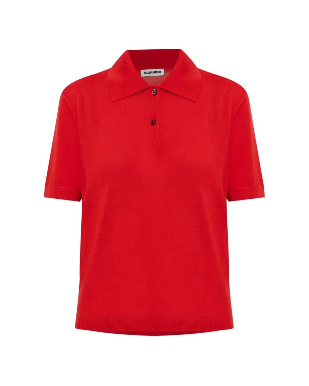 Jil Sander Red Short-Sleeve Wool Polo Shirt