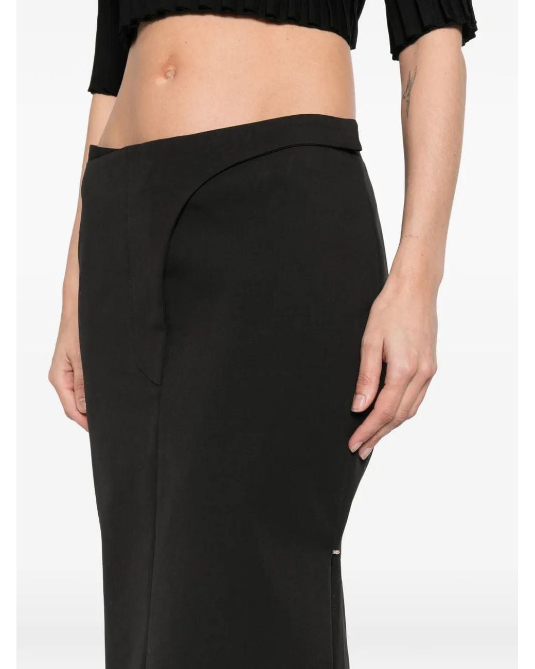 Sportmax Spsvelo Midi-Rok Met Split in het Black