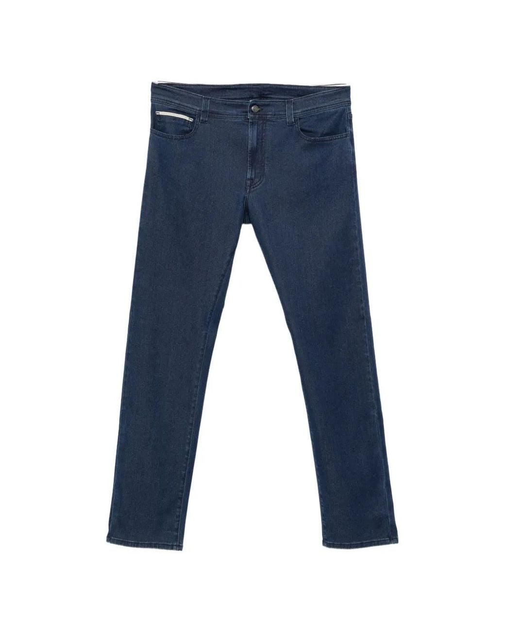Canali Blue Logo-Patch Straight-Leg Jeans for men