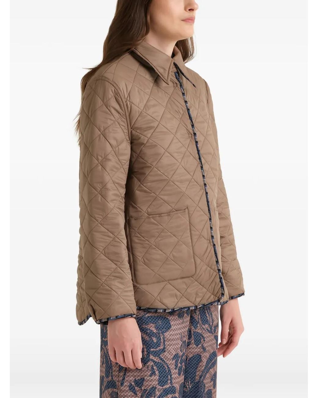 Maliparmi Brown Geometric-Print Reversible Jacket