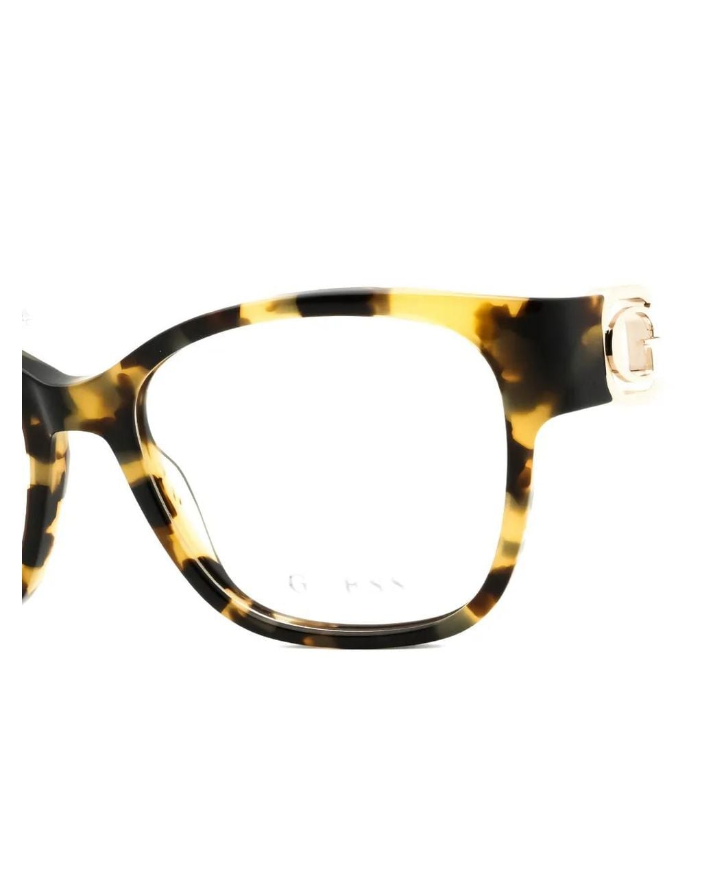 GUESS EYEWEAR Black Tortoiseshell-Effect Rectangle-Frame Glasses