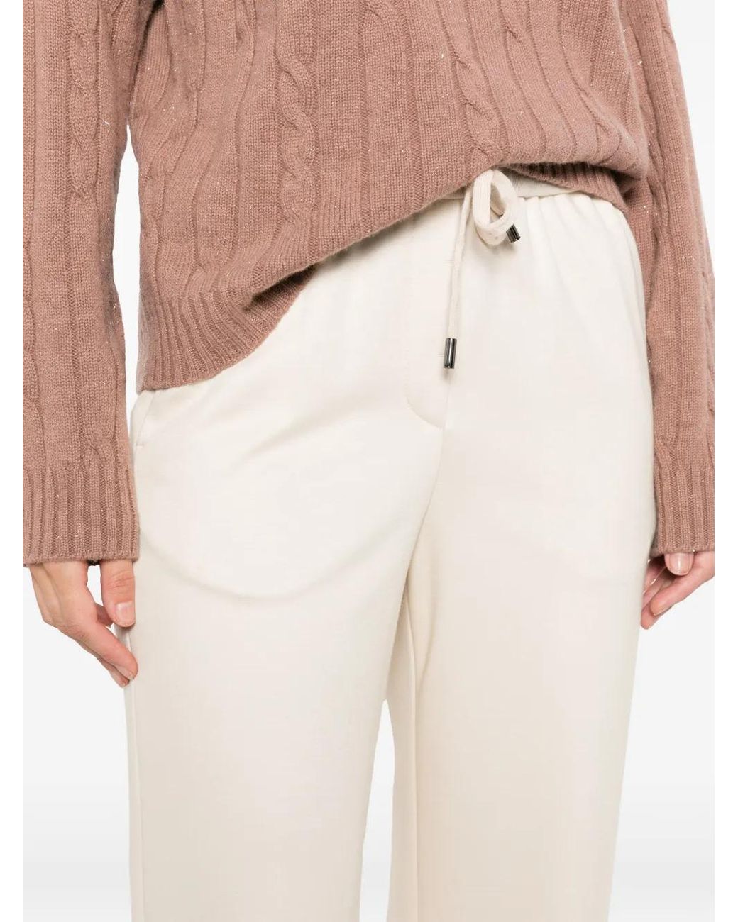 Peserico White Drawstring-Waist Trousers