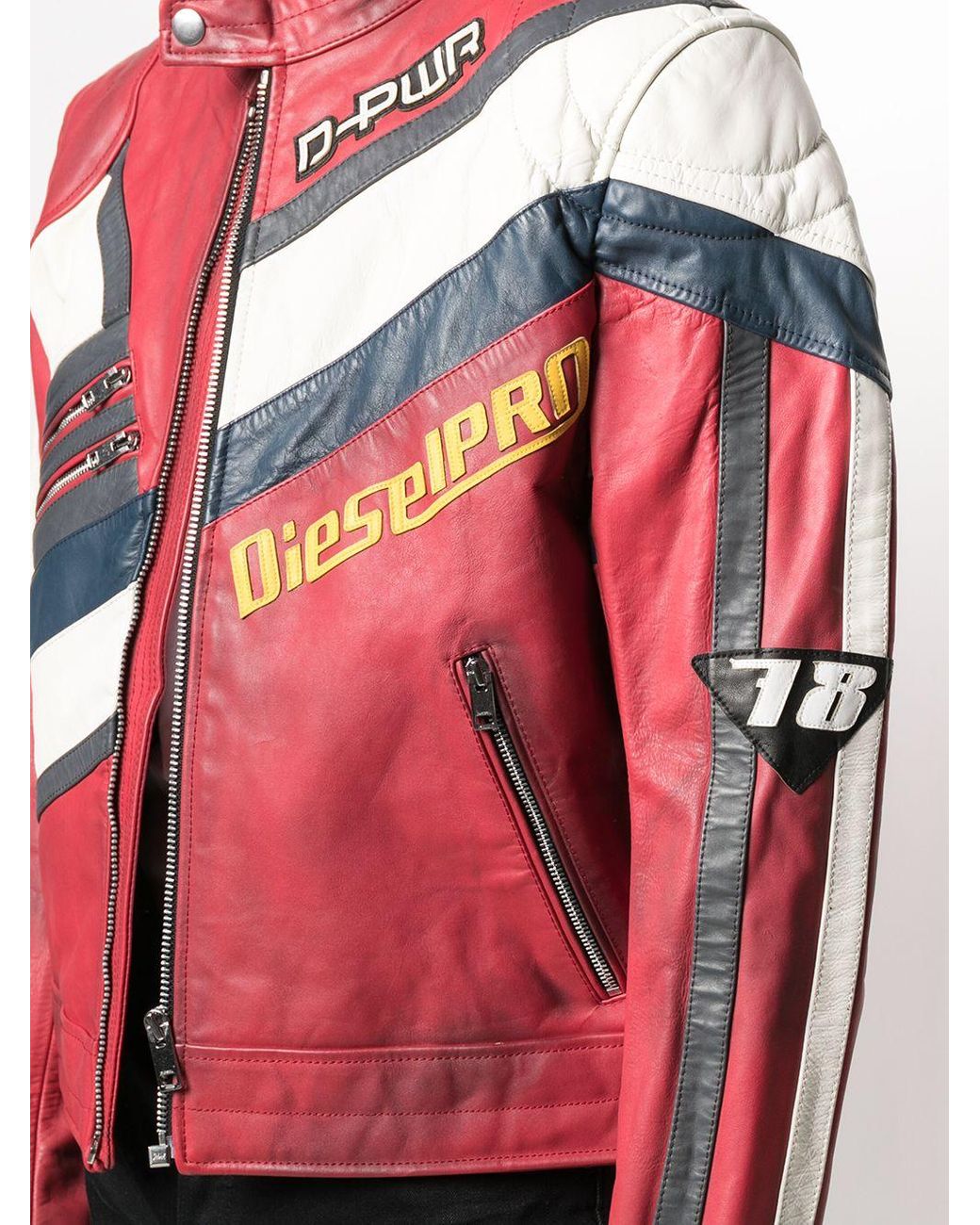 Diesel Leather Motocross Jacket In Red For Men | Lyst