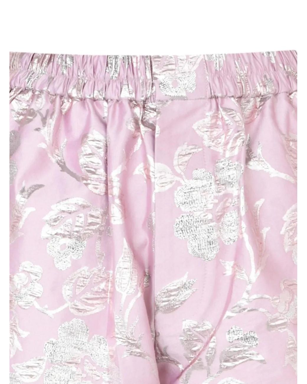 Biyan Pink Floral-Jacquard Straight-Fit Trousers