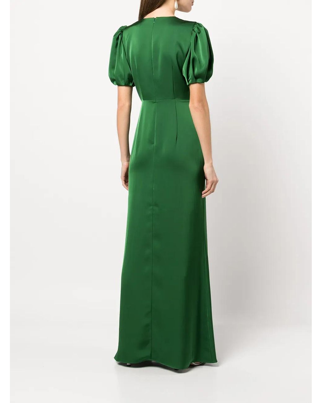 Sachin & Babi Green Mila Ruffle-Drape Gown