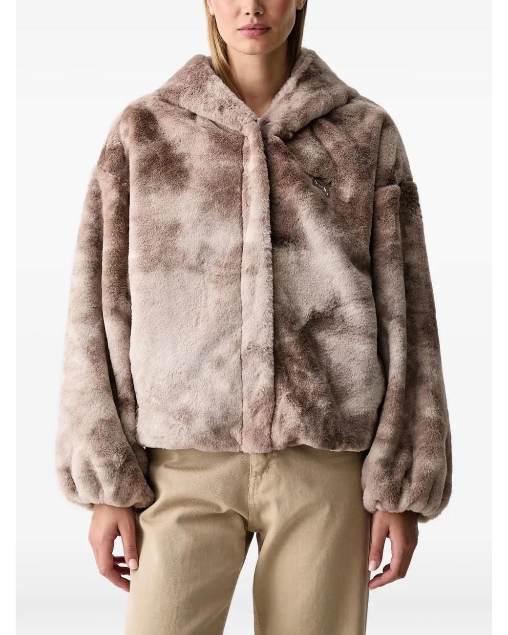 PUMA Brown Street Glam Oversized Fleece Jacket