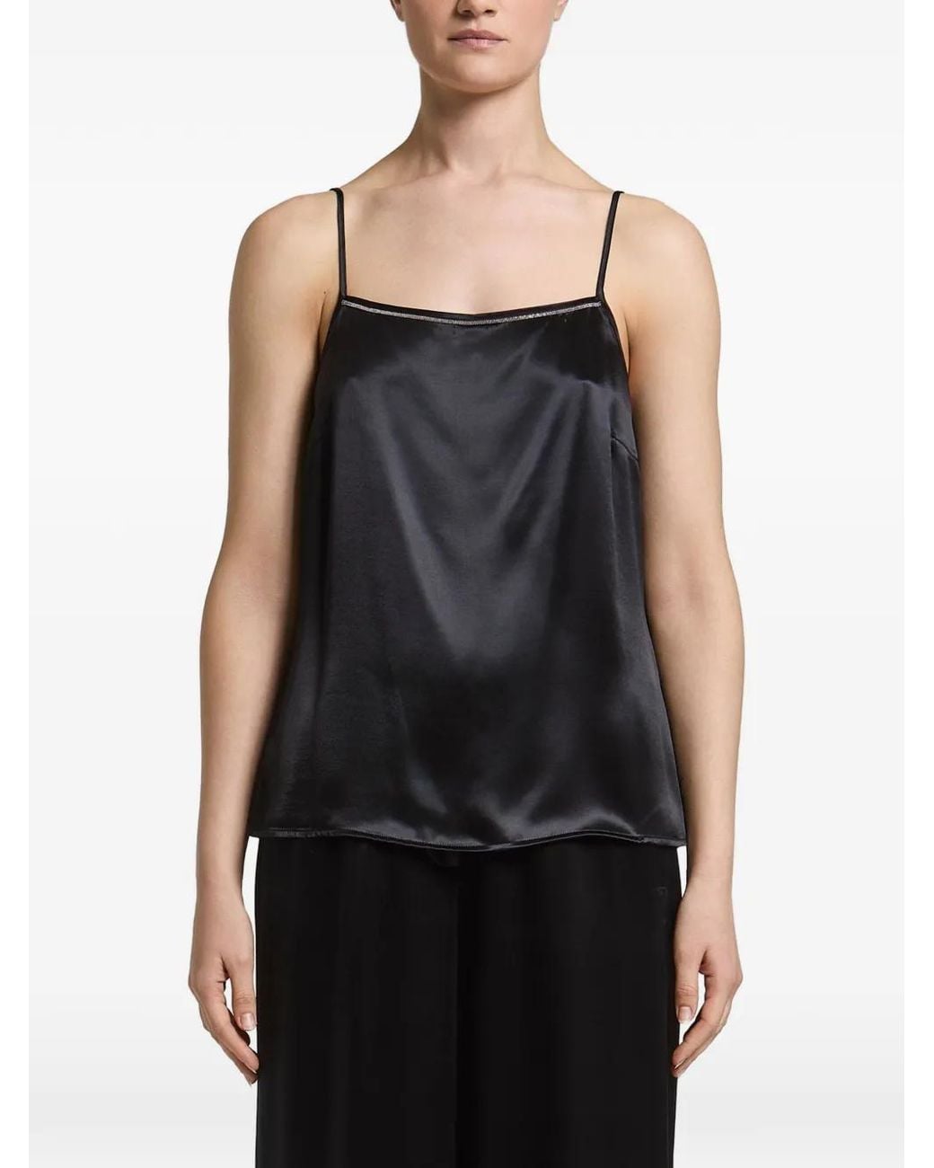 Peserico Black Monili-Trim Camisole Top