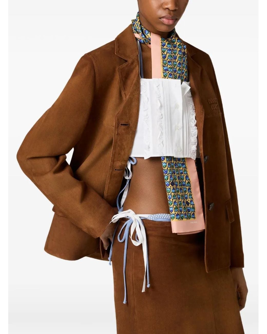 Miu Miu Brown Poplin Crop Top