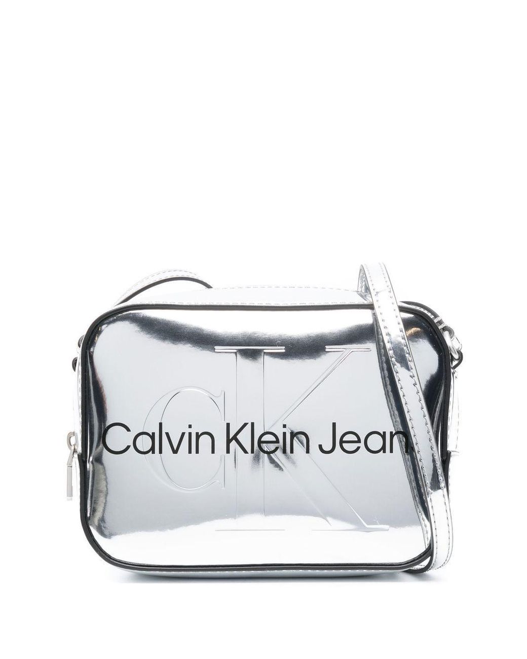 Calvin Klein Logo-embossed Metallic Crossbody Bag in White for Men | Lyst UK