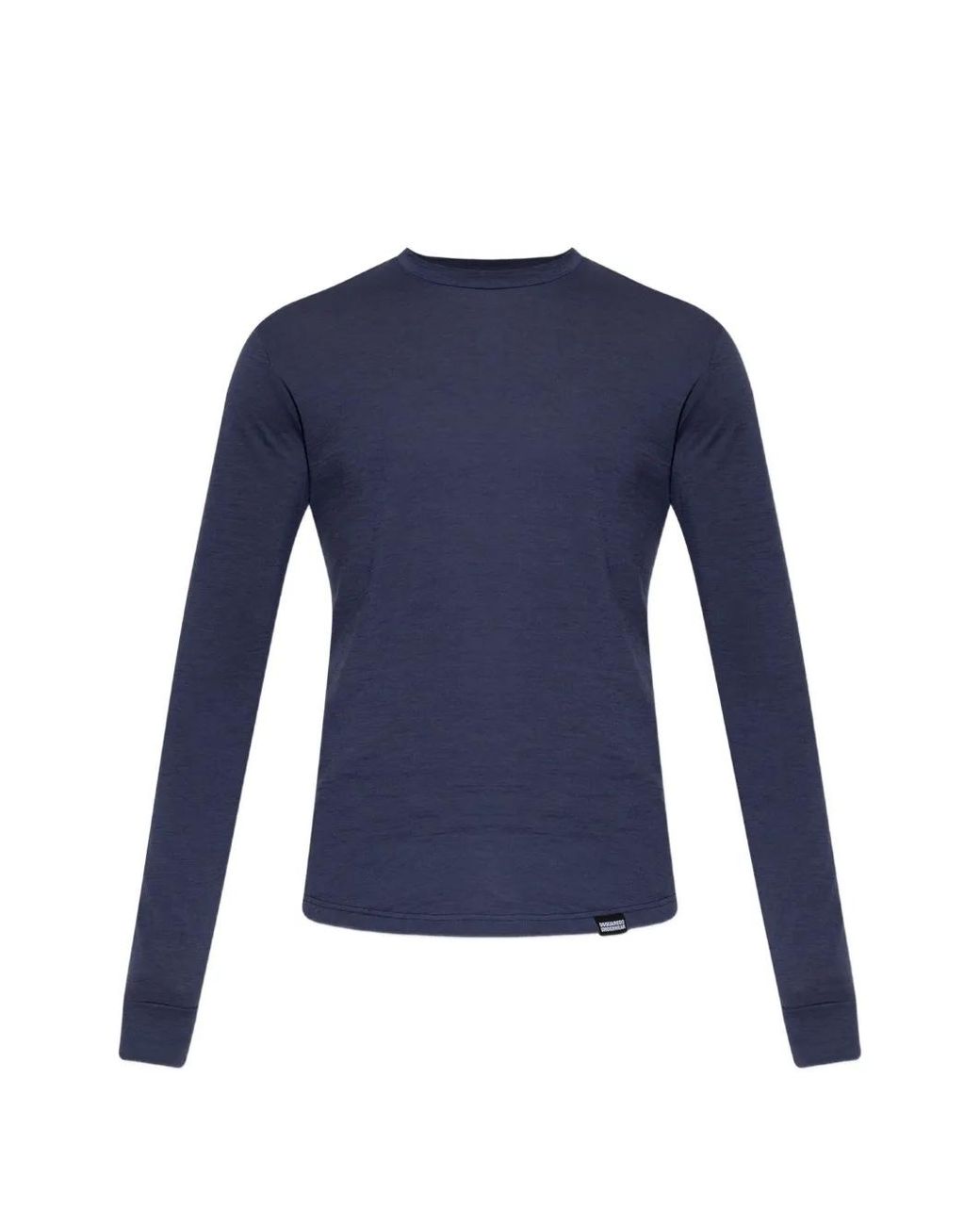 DSquared² Blue Snowy Dream Long-Sleeve Wool T-Shirt for men