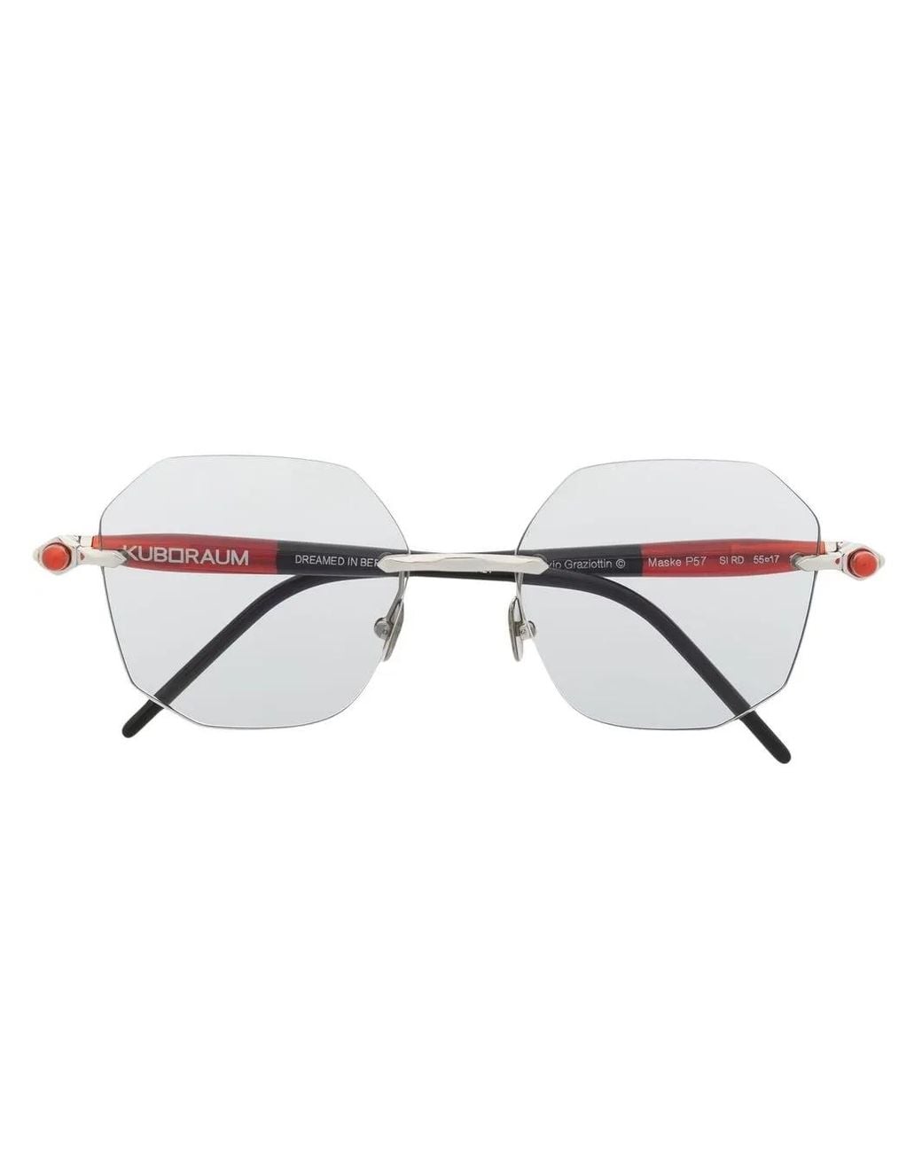 Kuboraum Metallic Square-Frame Rimless Glasses