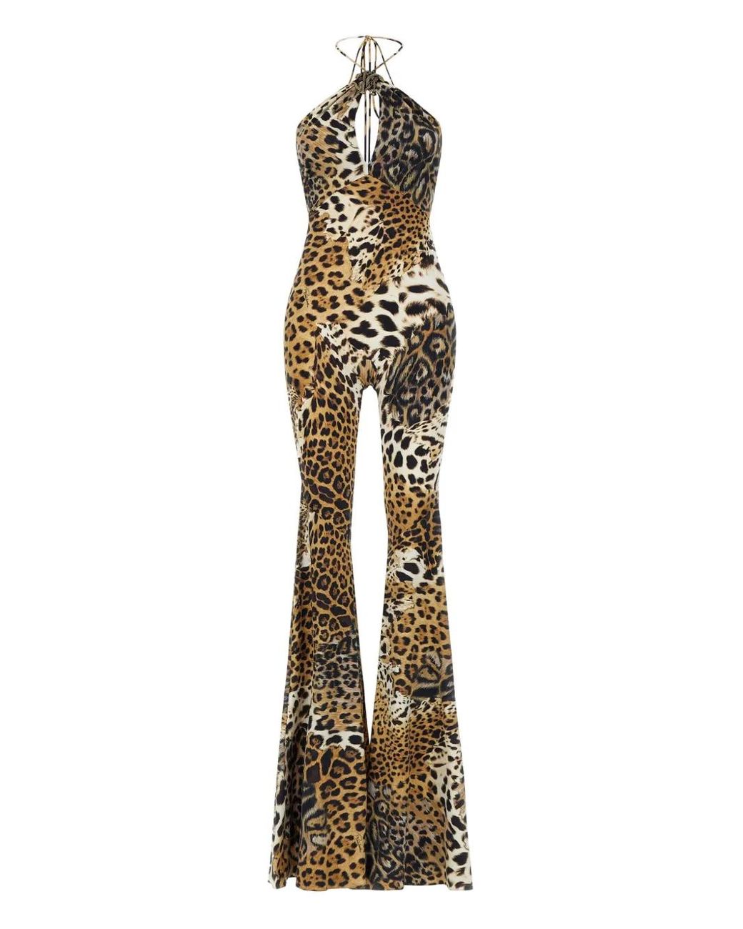 Roberto Cavalli Metallic Jaguar-Print Jumpsuit