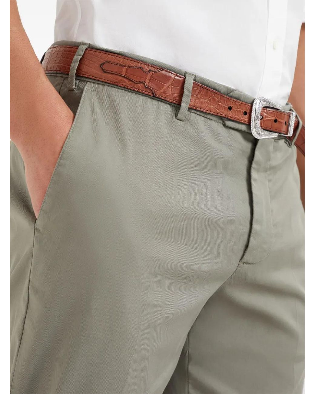 Brunello Cucinelli Gray Gabardine Cotton Trousers for men