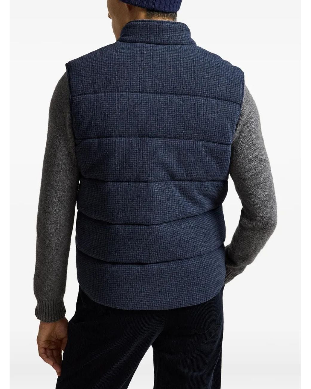 Polo Ralph Lauren Blue Houndstooth Quilted Vest for men