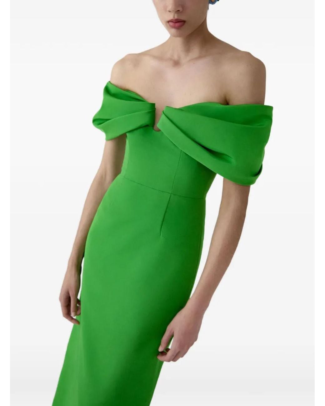 Carolina Herrera Green Off-Shoulder Maxi Dress