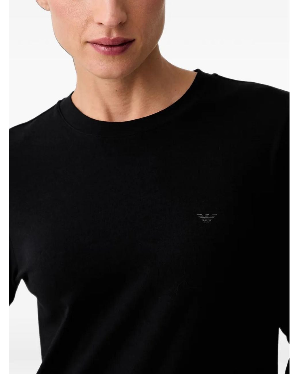 Emporio Armani Black Logo-Print Long-Sleeve T-Shirt