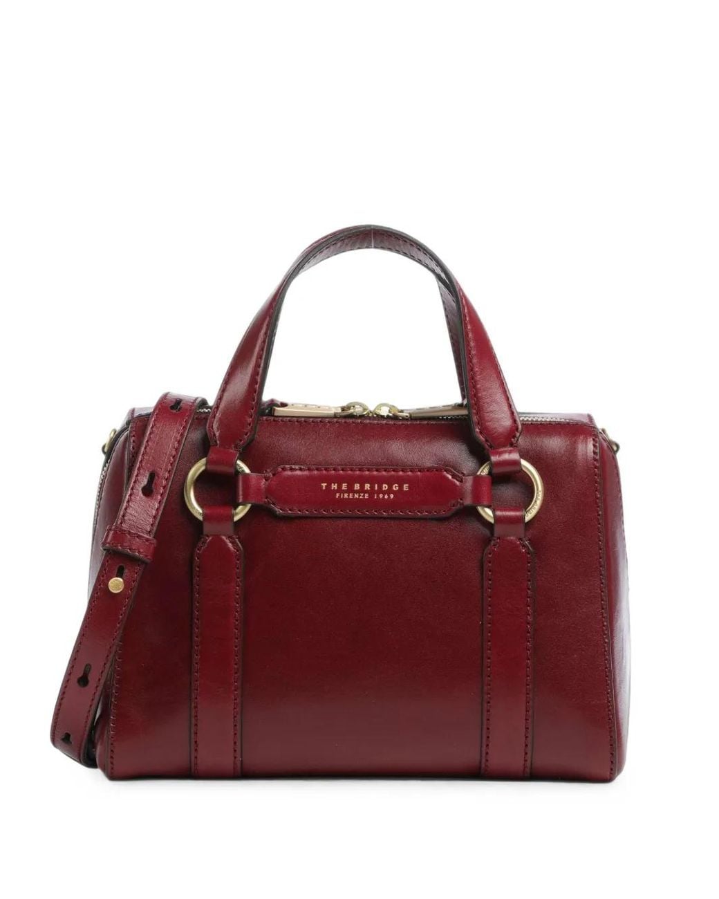 The Bridge Red Laura Leather Tote Bag