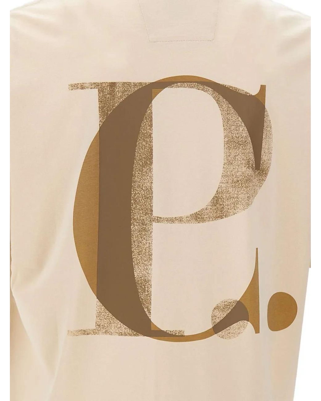 C P Company Natural C.P.Company Crew-Neck T-Shirt With Logo Print for men