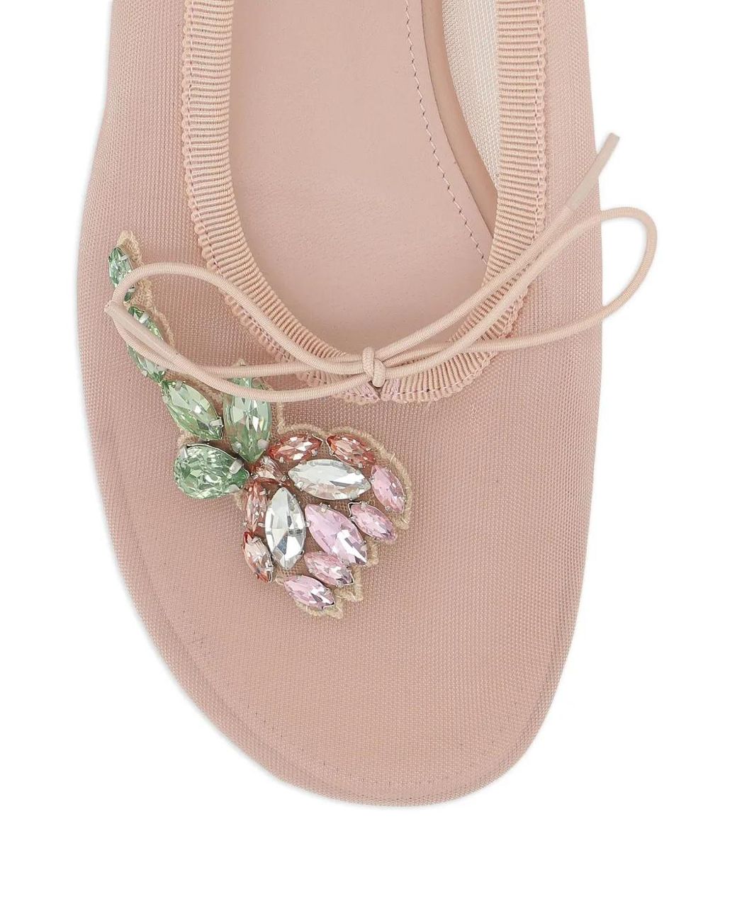 Simone Rocha Pink Bow-Detail Embellished Ballet Flats