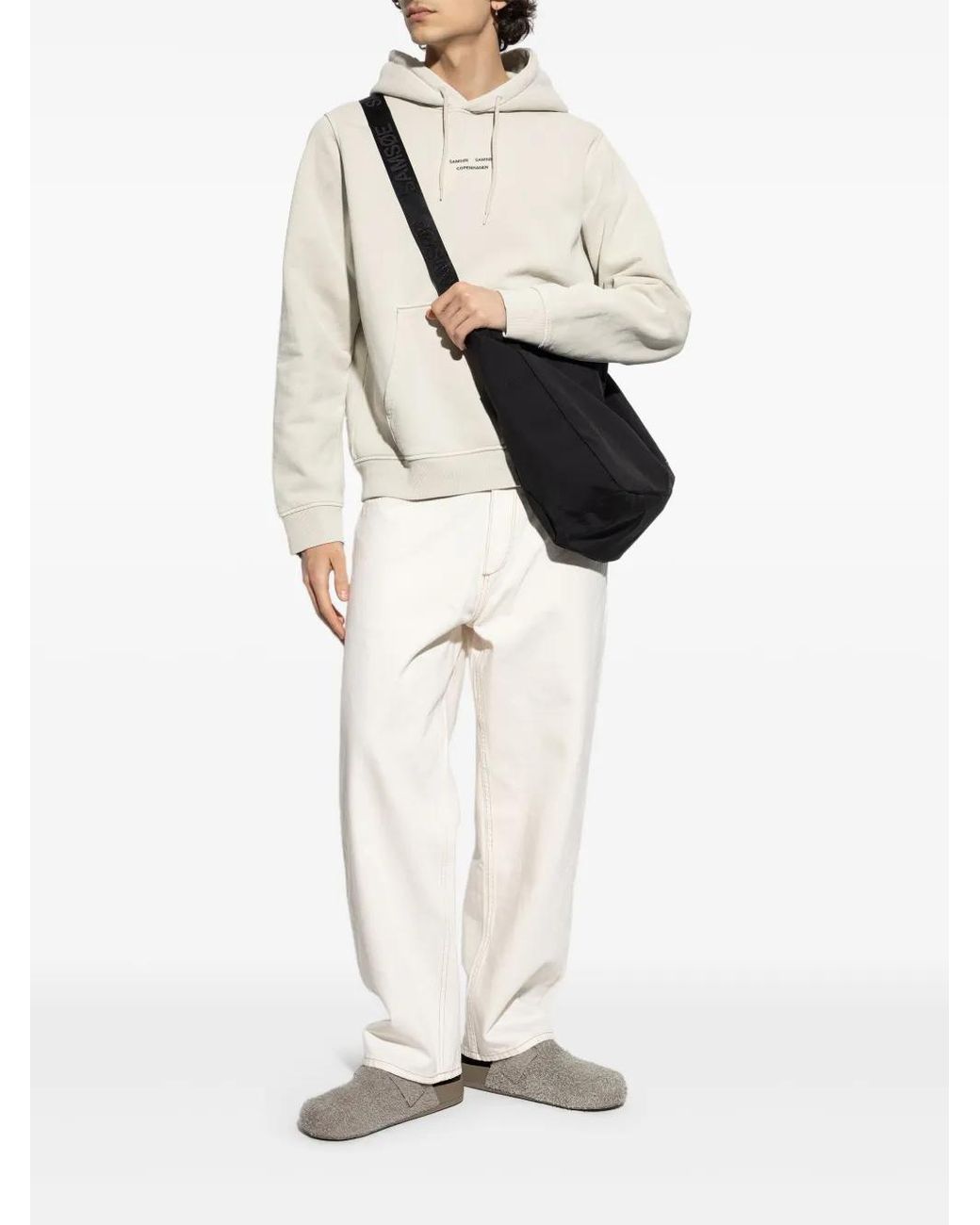 Samsøe & Samsøe White Logo-Print Hoodie for men