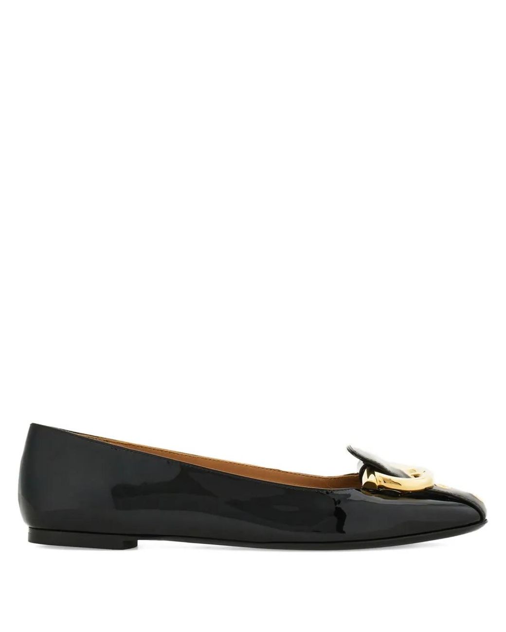 Ferragamo Black Gancini Ballet Flats