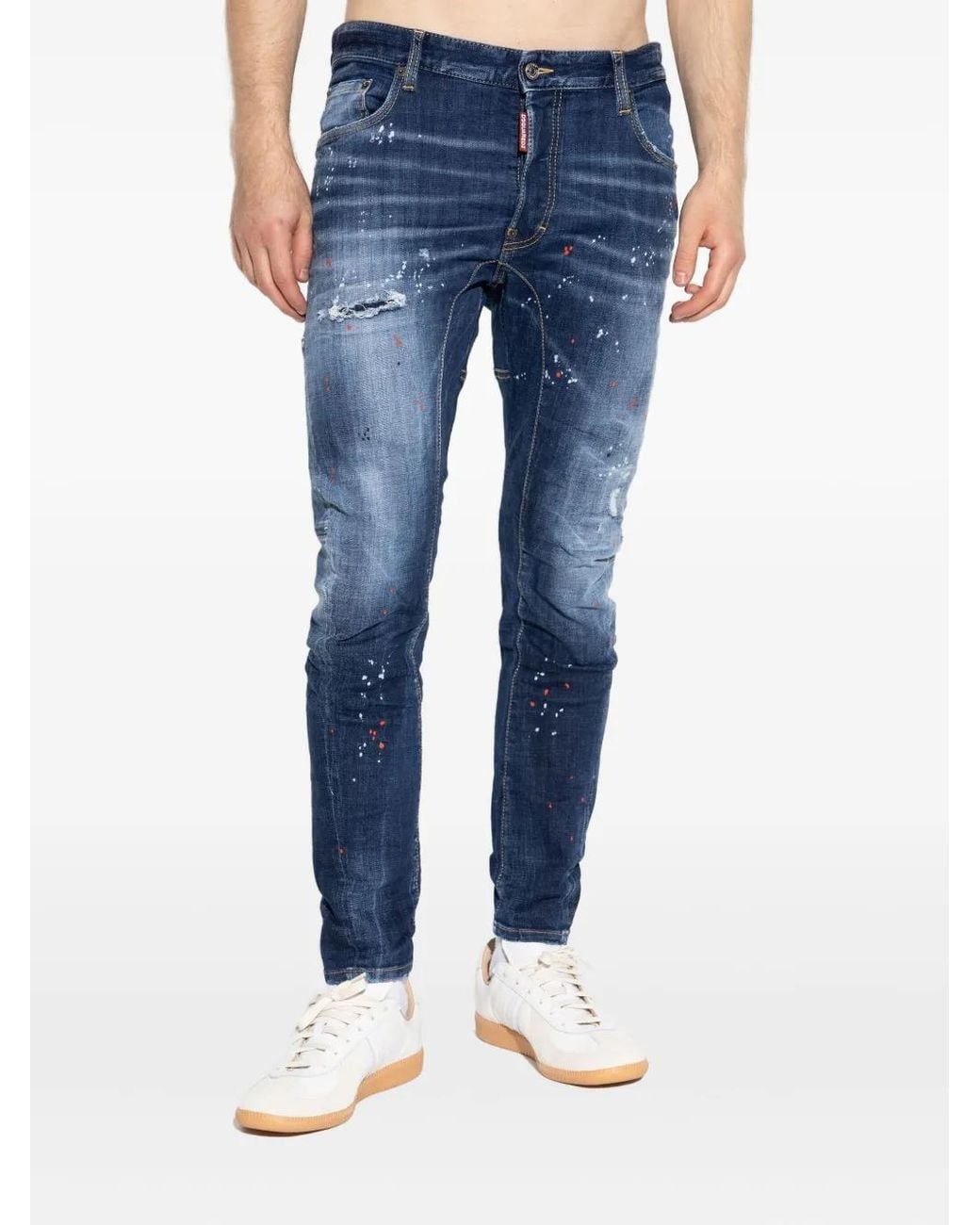 DSquared² Blue Medium Spots Wash Tidy Biker Jeans for men