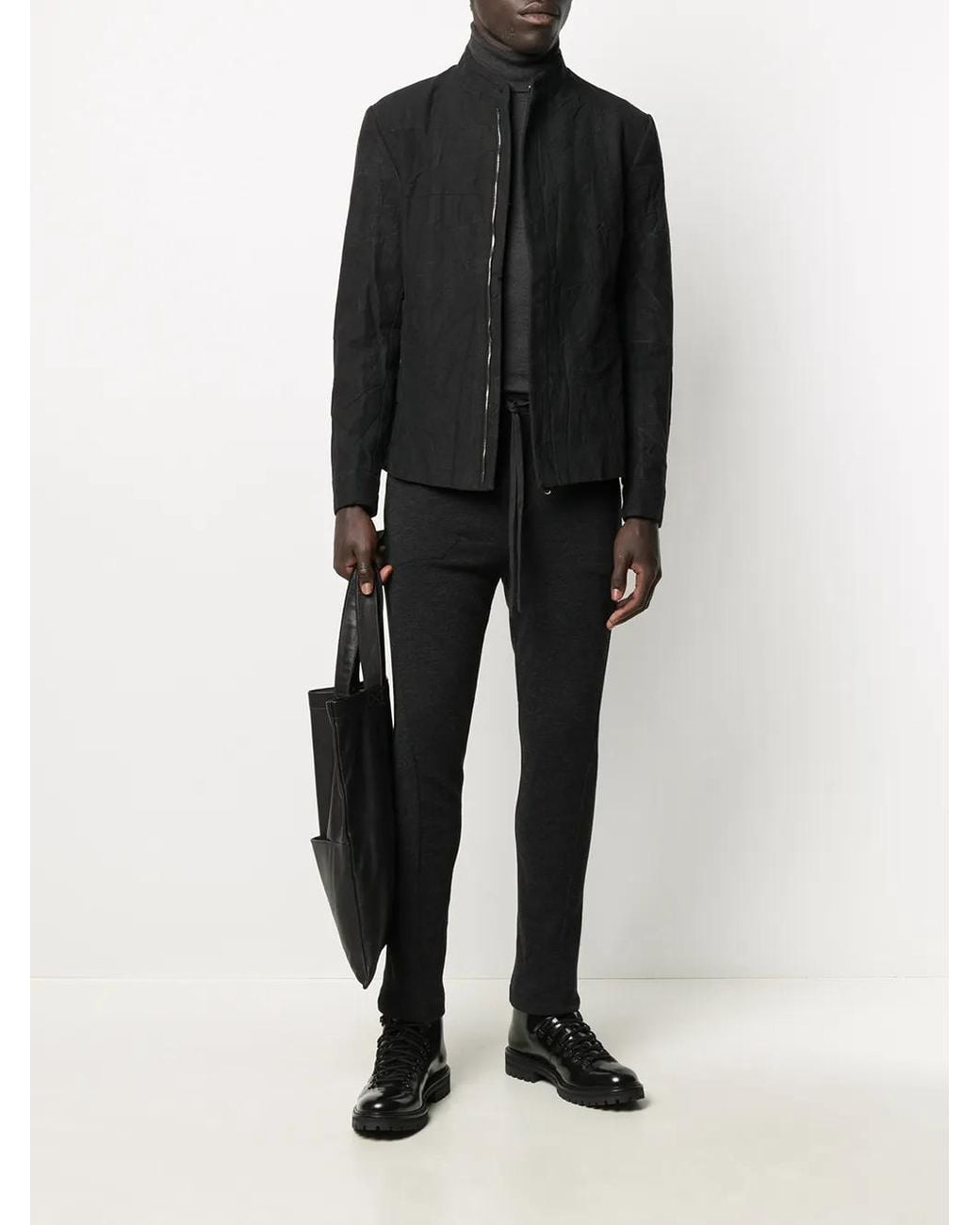 Forme D'expression Black Engineered Pullon Pants for men