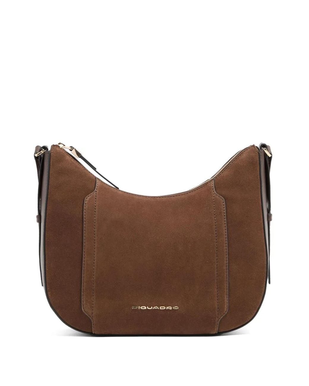 Piquadro Brown Mini Sac Porté Épaule Ipad À Empiècements En Daim