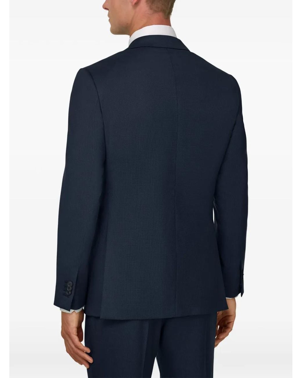 Boggi Blue Suit Micro Patterned Stretch Wool for men