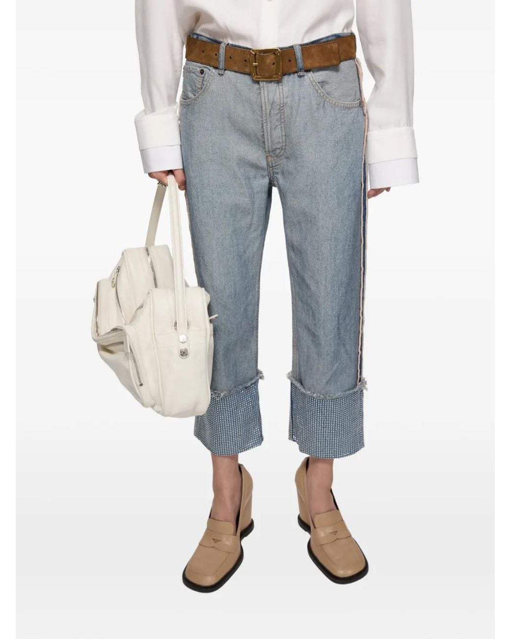 Acne Blue Side-Stripe Cuffed Jeans