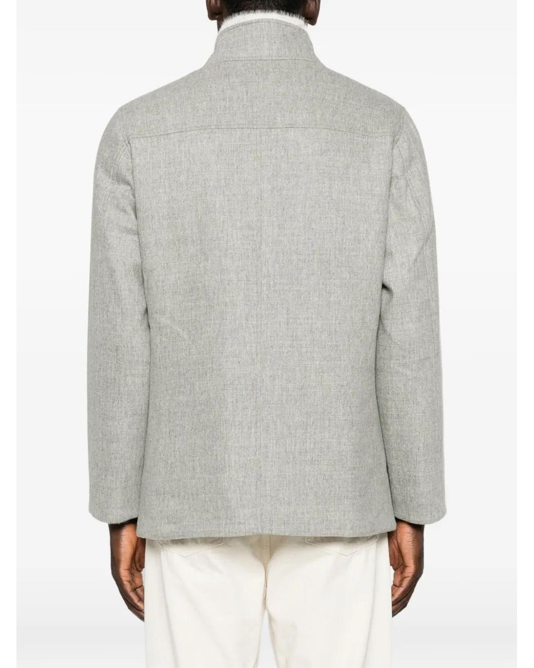 Gran Sasso Gray Four-Pocket Shearling-Collar Jacket for men