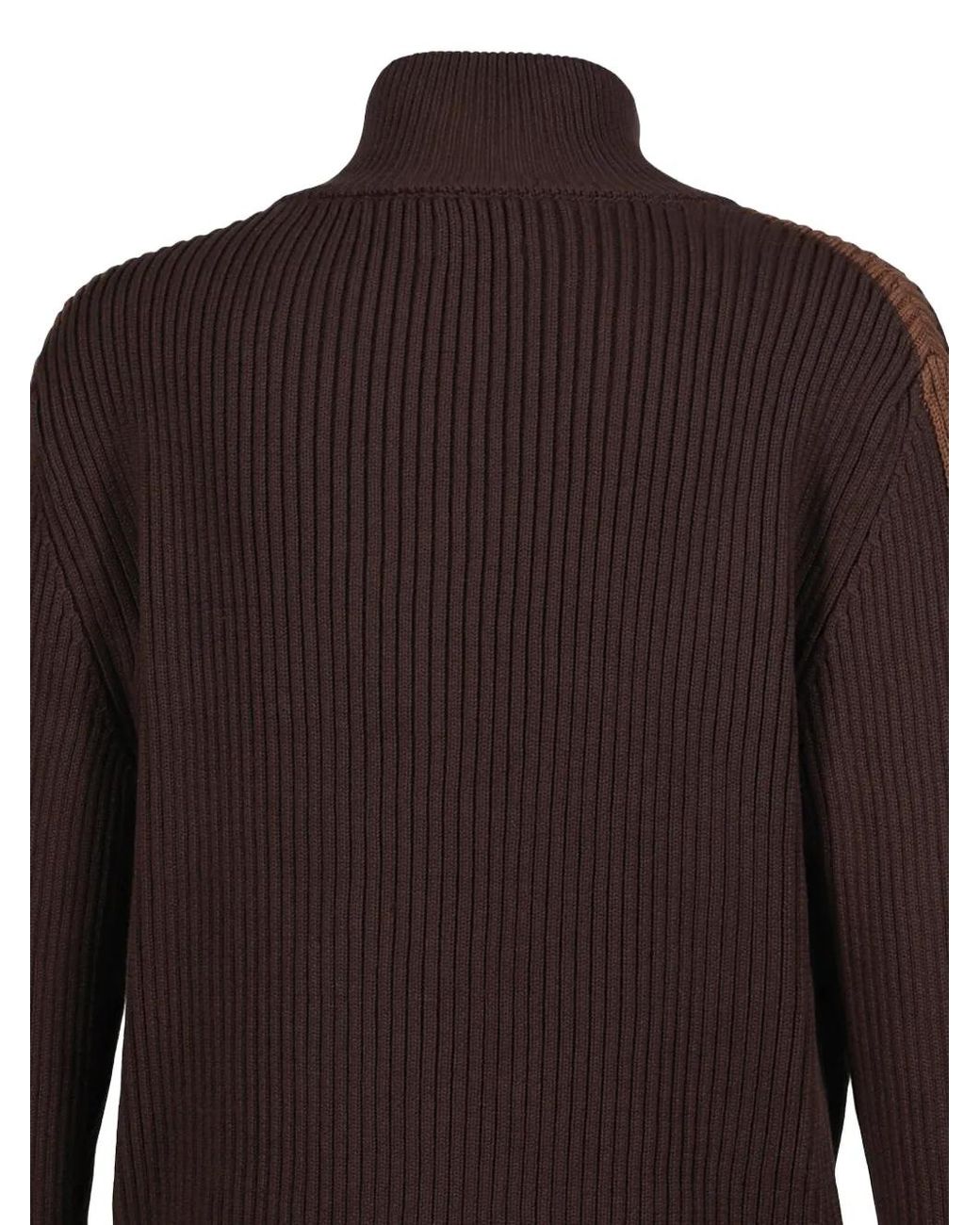 VIVAMUS Brown Ribbed-Knit Double-Zip Cardigan