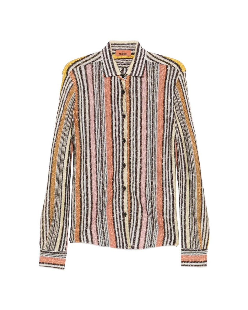 Missoni White Striped Metallic-Thread Shirt