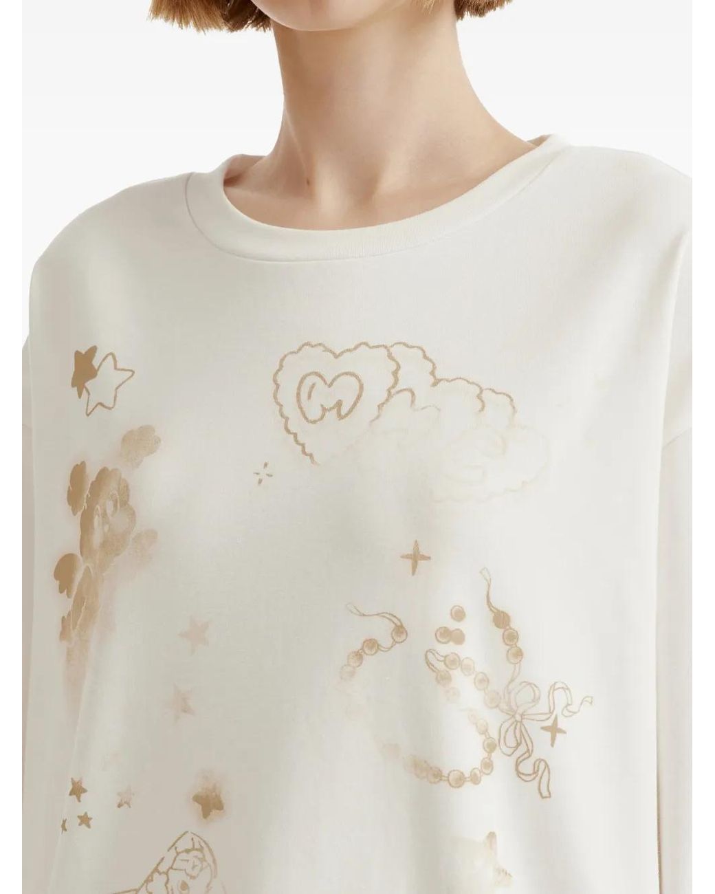 Mini Cream White Graphic-Print Long-Sleeve T-Shirt