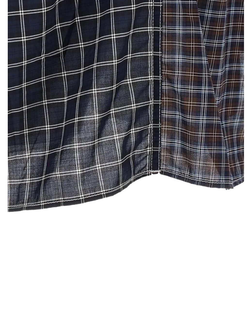 Comme des Garçons Blue Panelled Checked Shirt for men