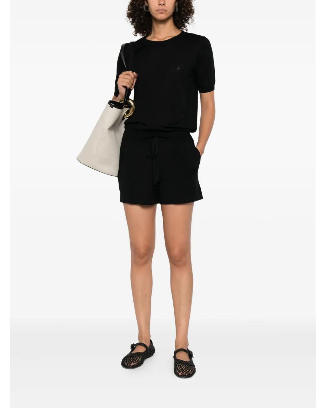P.A.R.O.S.H. Black Drawstring-Waist Shorts