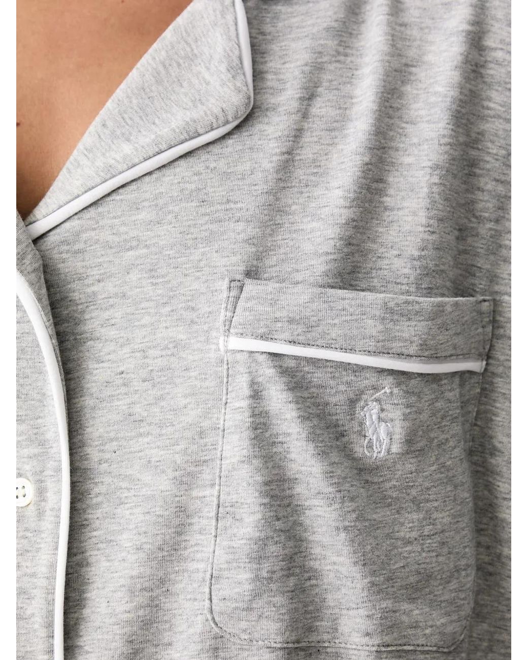 Polo Ralph Lauren Gray Pyjama À Passepoils Et Logo Brodé
