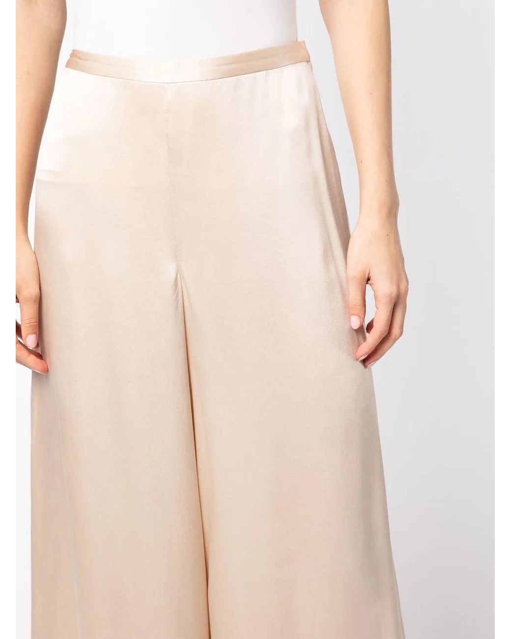 Voz White Wide-Leg Cropped Culotte Trousers