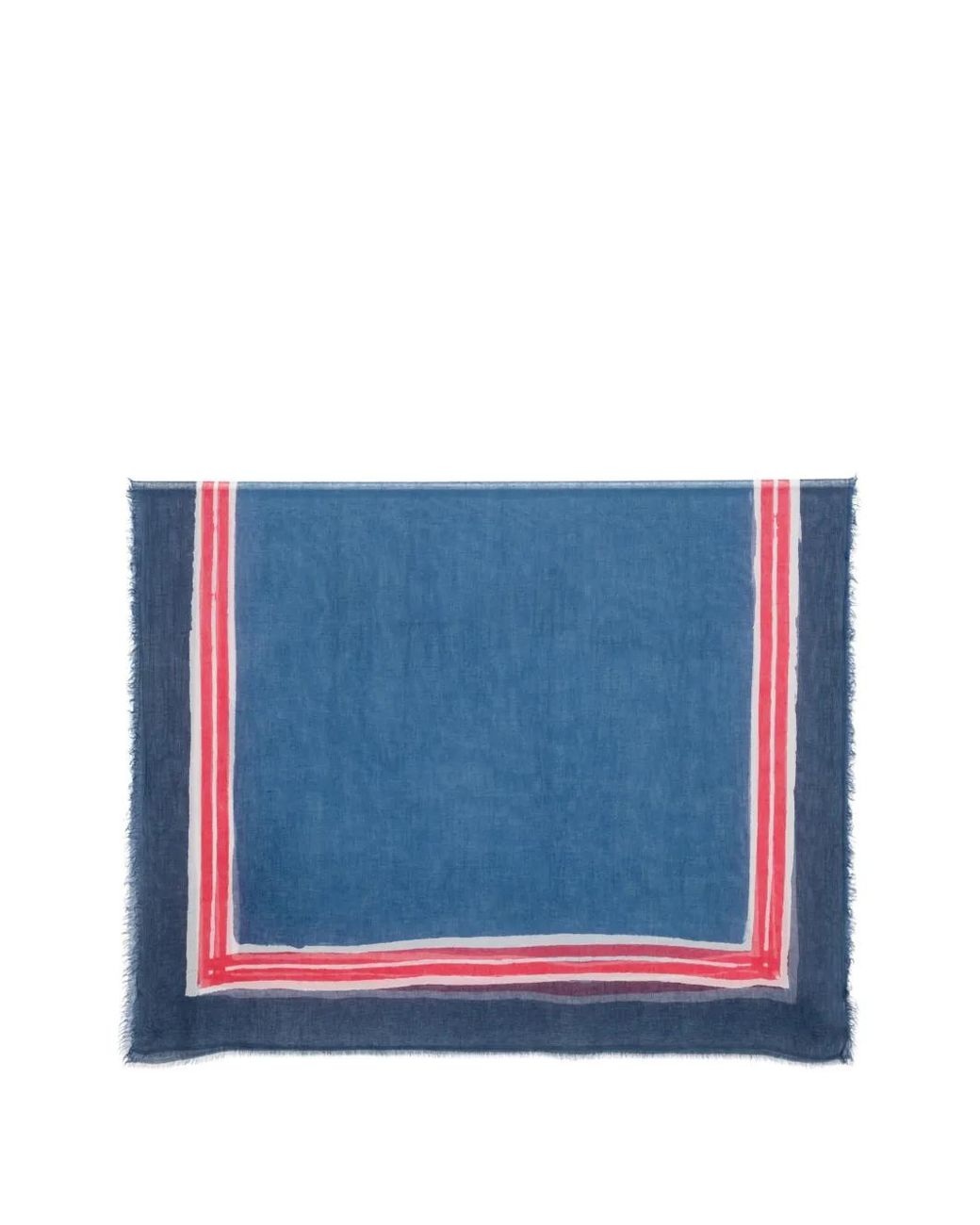 Faliero Sarti Blue Stripe-Pattern Frayed Scarf