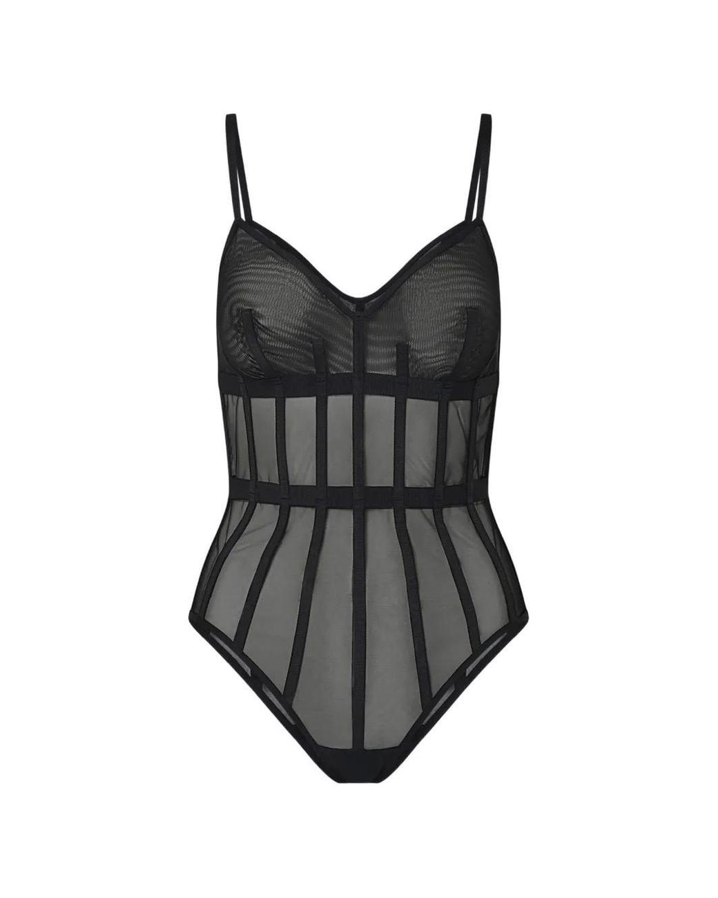 Liu Jo Black Tulle Structured Bodysuit