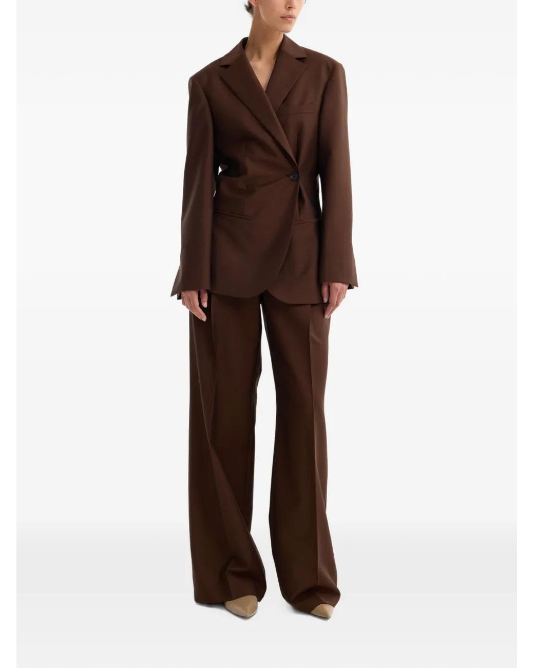 Rohe Brown Piqué Overlap Suit Jacket