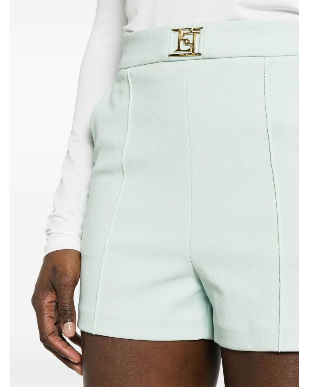 Elisabetta Franchi logo-patch crepe shorts - Pink