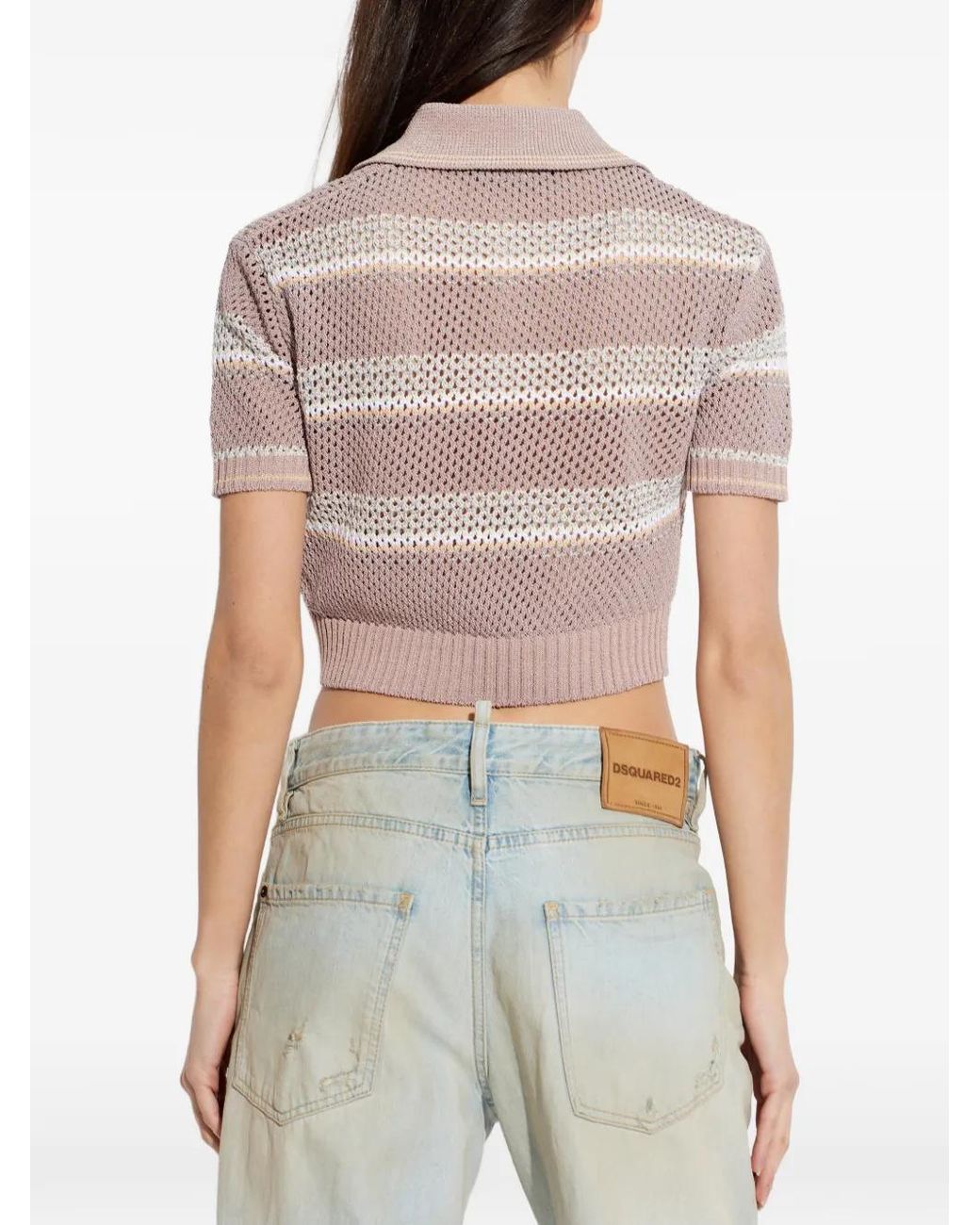 Amiri Pink Ma Stripe Crochet Polo