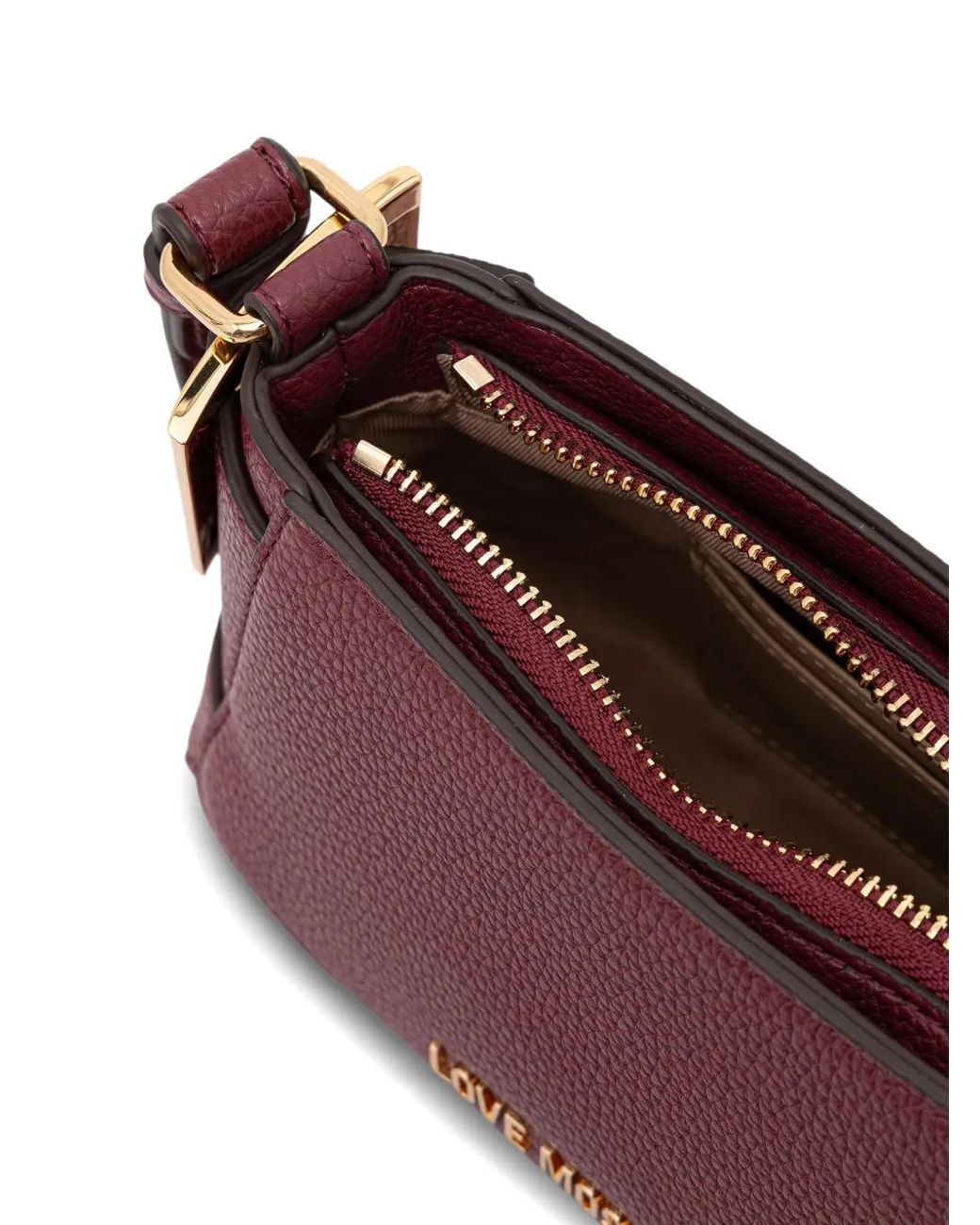 Love Moschino Purple Logo-Plaque Pebbled Crossbody Bag