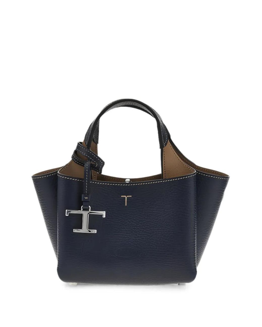 Tod's Blue Mini Sac En Cuir Grainé