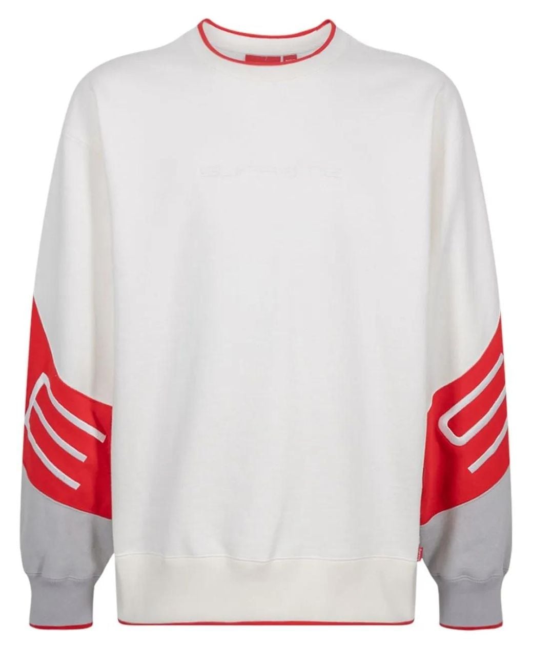 Supreme White Embroidered-Logo Crew-Neck Sweatshirt
