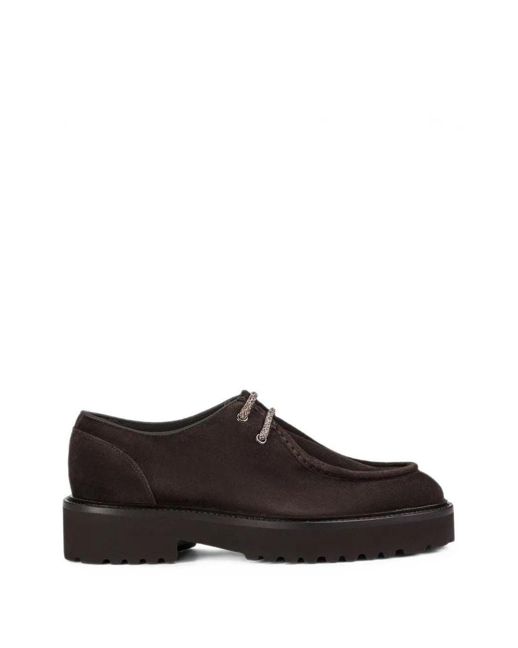 Doucal's Brown Suede Lace-Up Derby Shoes
