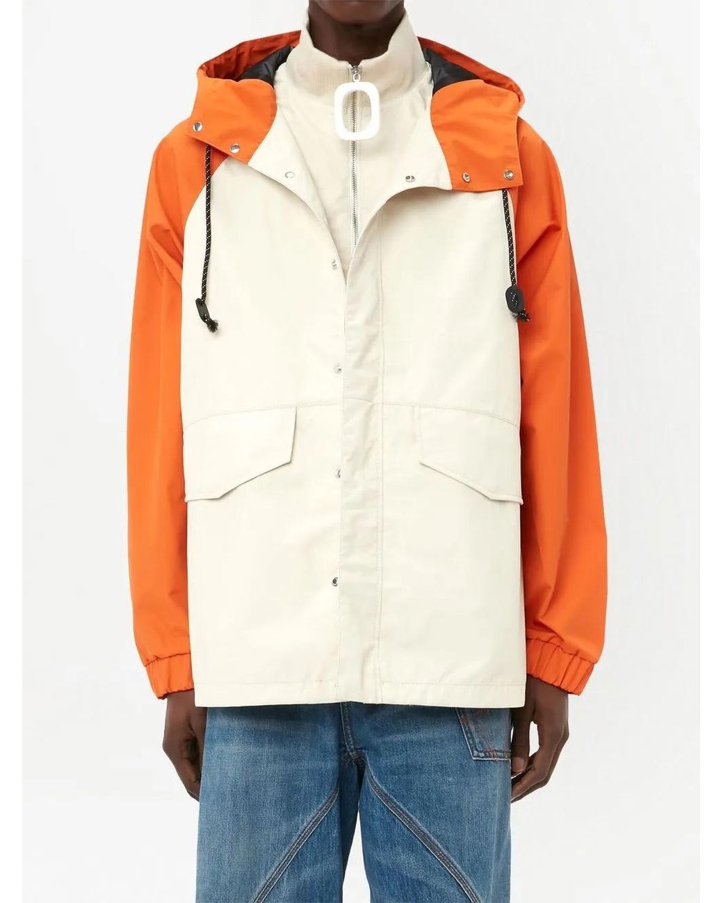 J.W. Anderson Orange Two-Tone Hooded Jacket