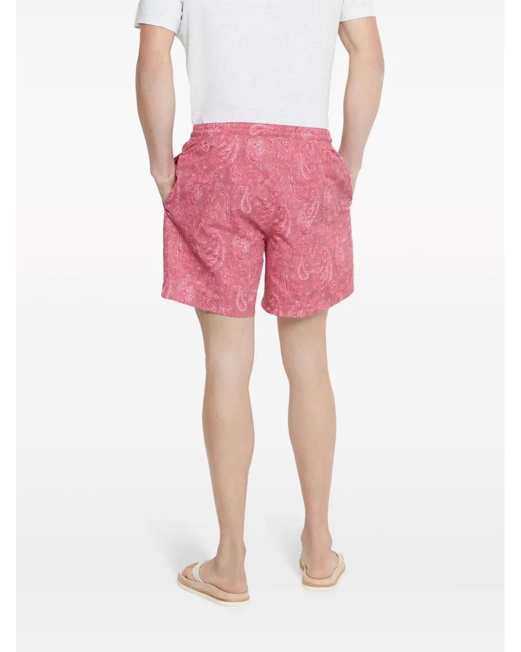 Brunello Cucinelli Pink Paisley-Print Swim Shorts for men